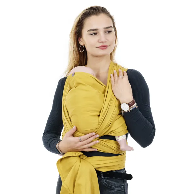 fidella-fascia-rigida-chevron-giallo-senape-fascia-porta-beb-in-cotone-biologico image 1
