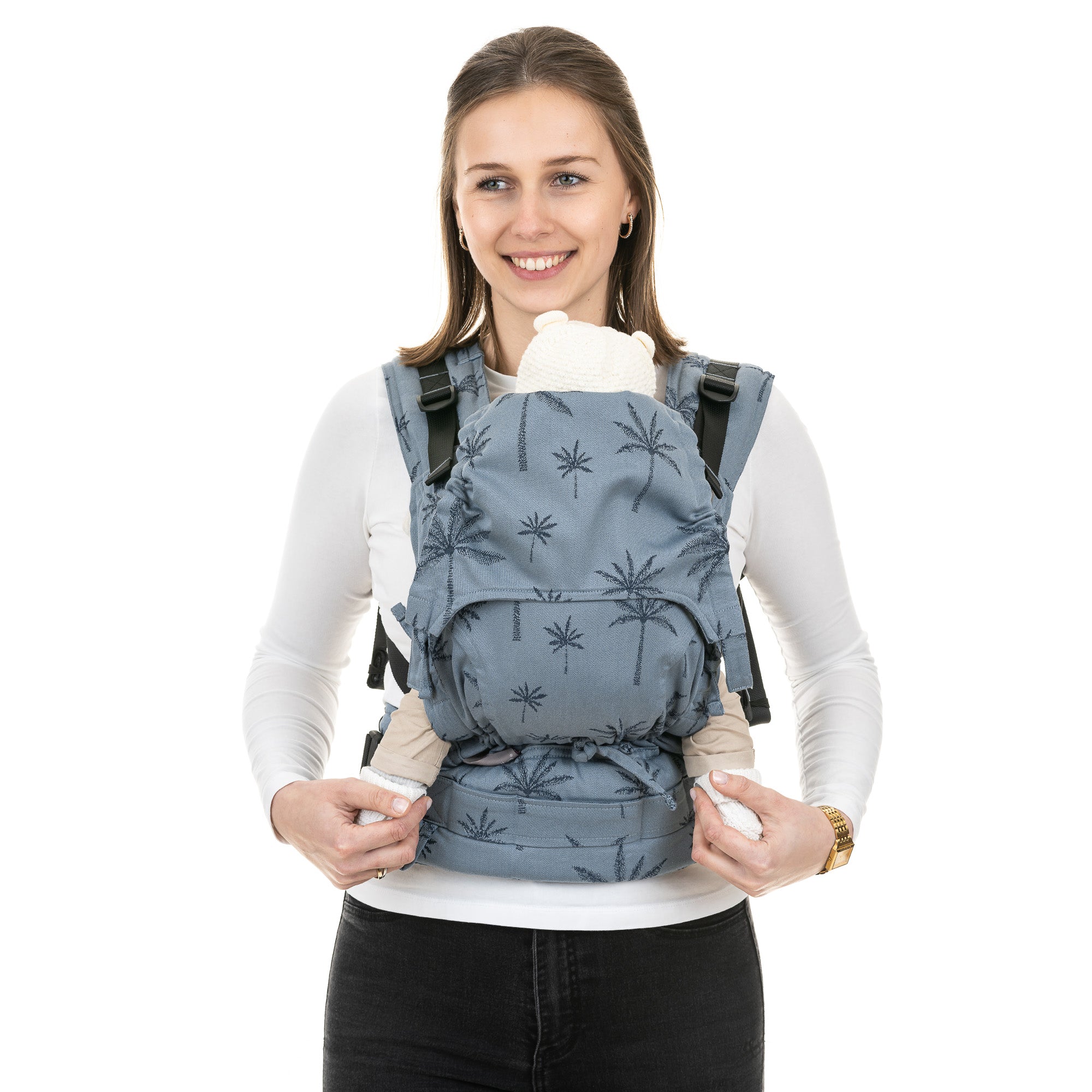 fidella-fusion-marsupio-ergonomico-palm-trees-dove-blu-portabeb-in-cotone-bio-co image 2